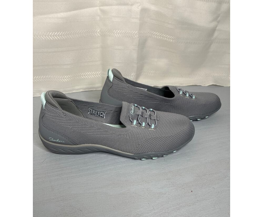 Skechers Stretch Fit Slip On Sneakers Gray Mint Womens Size 7